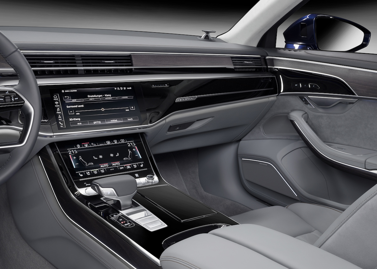 bang & olufsen audi a8 luxury sedan sound soundsystem unique brand new loudspeakers interior