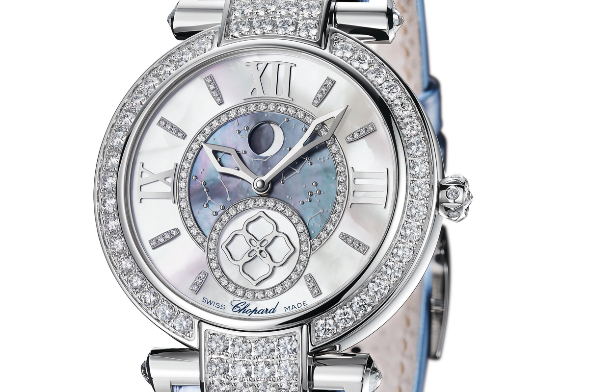 chopard schweiz schweizer luxusuhren damen frauen manufaktur hersteller unternehmen luxus-uhren weissgold armband alligatorleder
